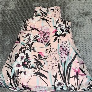 NWT Tommy Hilfiger Sleeveless Shift Dress.  Lined. Pink Floral Print. Size 4.